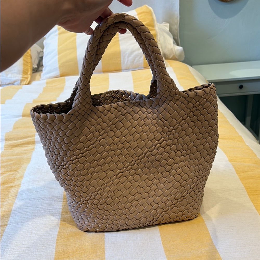 Elegant Tan Woven Tote Bag